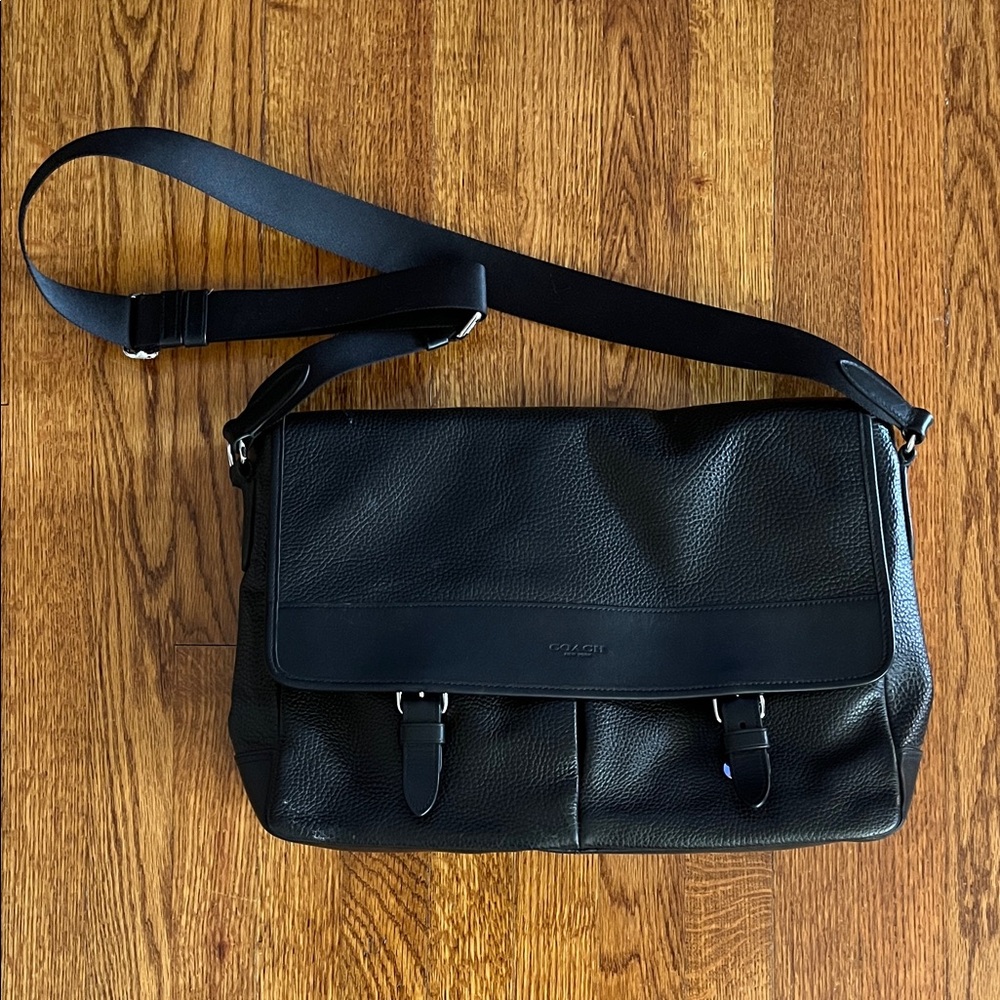 Coach Black Pebbled Leather Messenger Bag